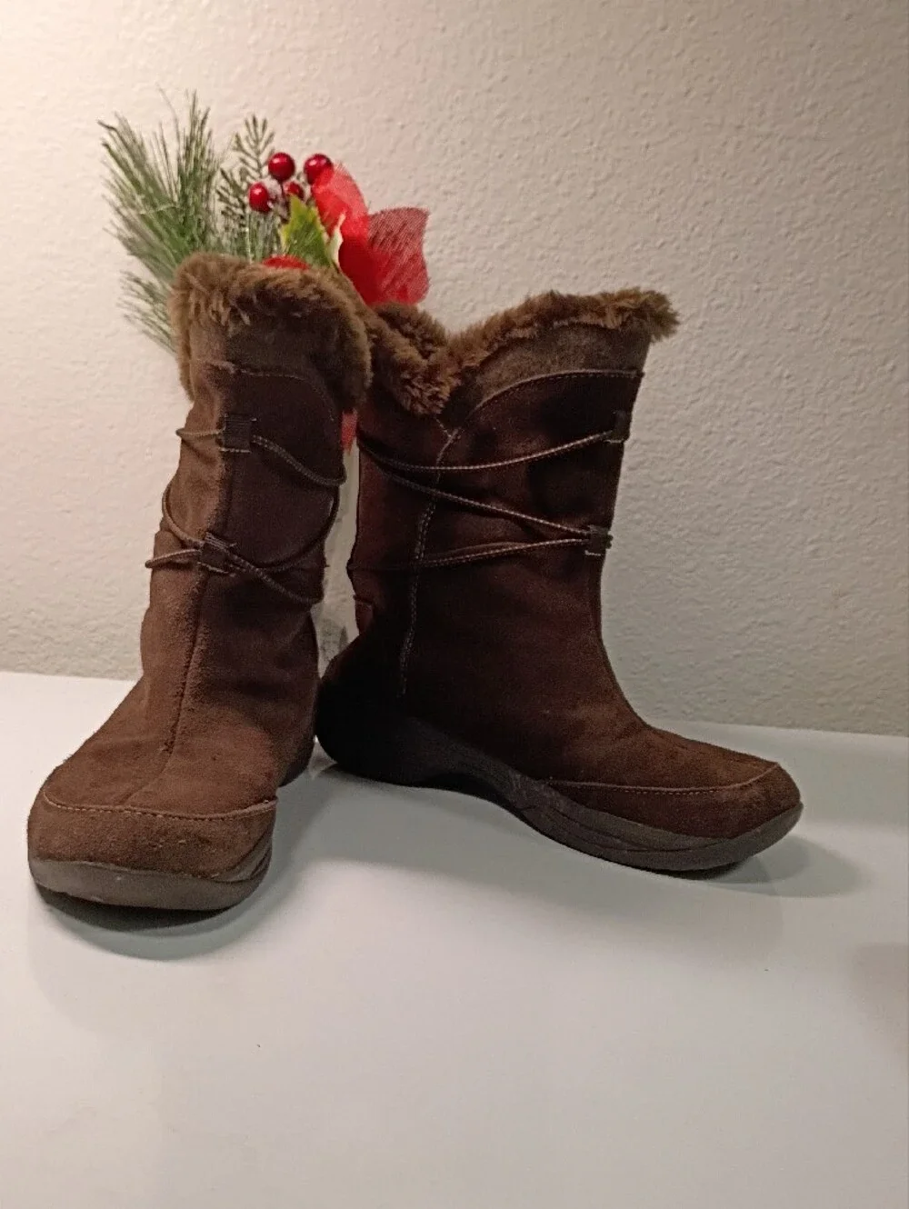 croft & barrow Brown Faux-Fur Suede Pull-On Winter Boots